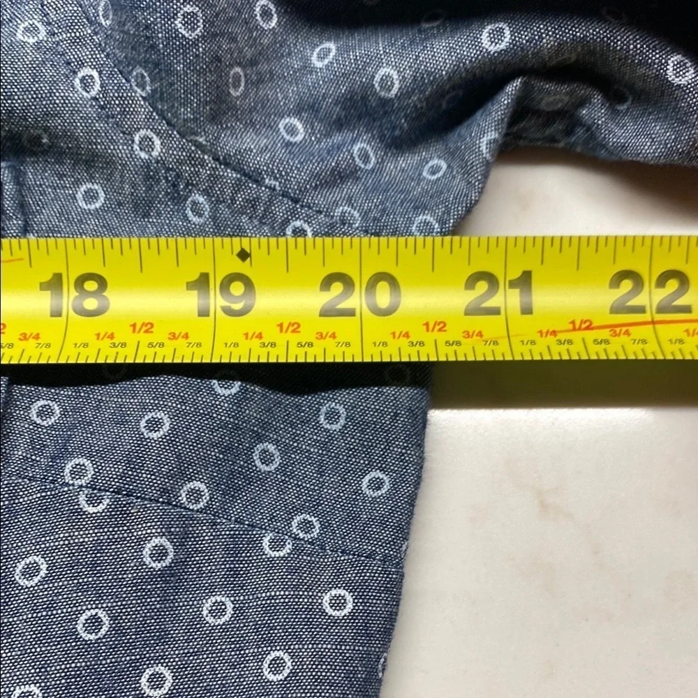 J. Crew Tunic Top Blue Polka Dot Denim-Look Popover Preppy Coastal Size Medium